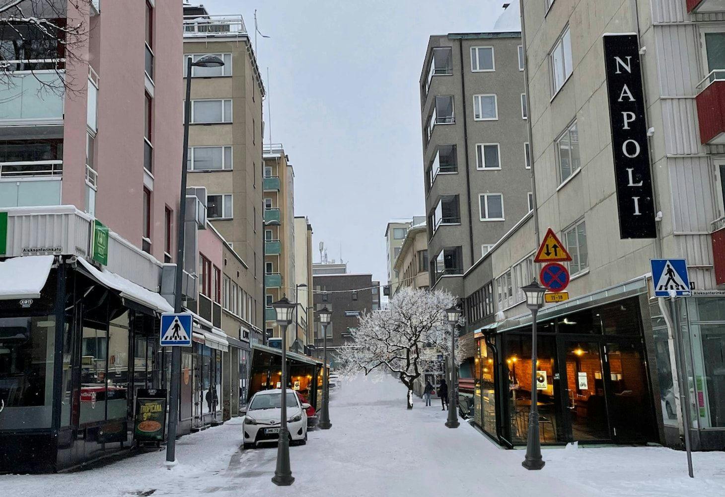 Muokkasin Plevnan talviterasseja Verkatehtaankadulle vuosi sitten julkaisemassani Visio Kyttälässä