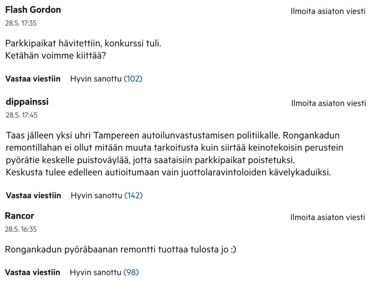 Kommenttiosasto oli taattua laatua